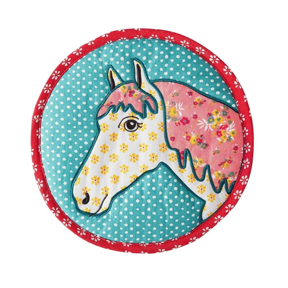 Pioneer Woman Patchwork Quilted Horse Hot Pad Trivet Kitchen Country Farm Gift